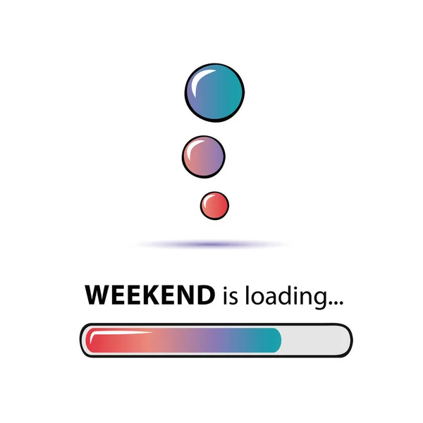 Weekend loading infographic with loading bar and bubbles — Stock Vector