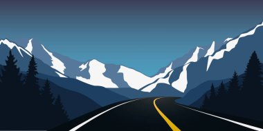 asphalt highway in the snowy mountains winter landscape