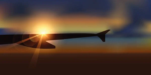 Bela vista do nascer do sol do avião —  Vetores de Stock