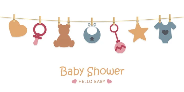 Baby shower welcome greeting card for childbirth — Stockvector