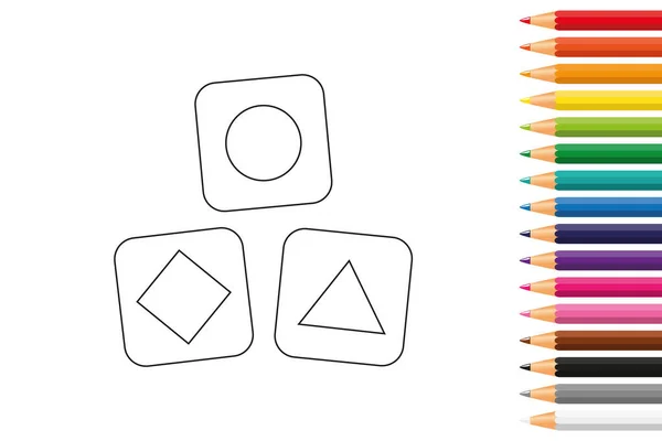 Dados de bebé para colorear libro con lápices — Vector de stock