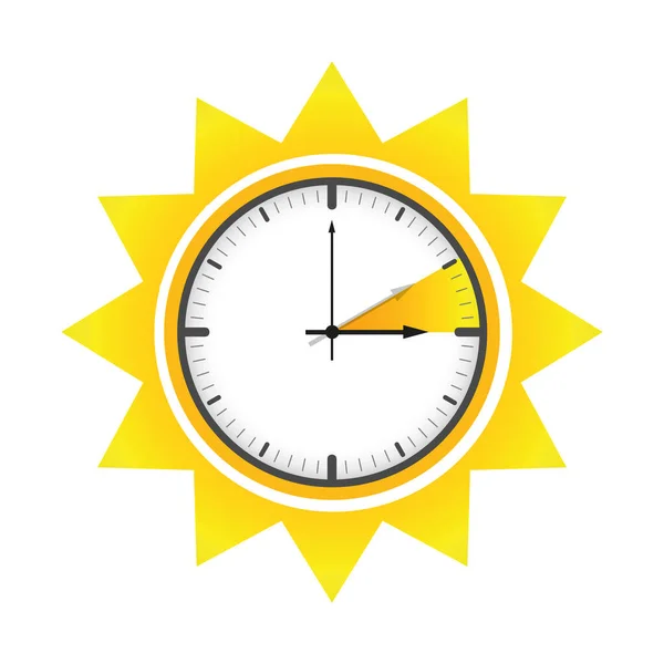 Hora de verano reloj luz del día ahorro de tiempo sol — Vector de stock