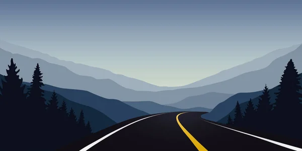 Route asphaltée entre les montagnes Voyage paysage — Image vectorielle