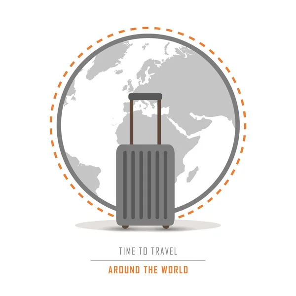 Time to travel around the world with suitcase — Stock Vector