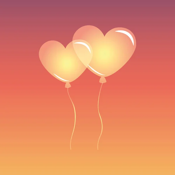 Heart shaped balloons in the sky — Stockvektor