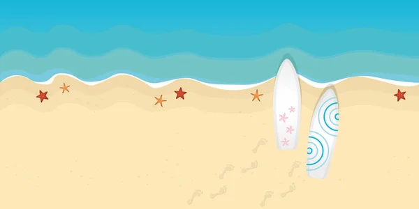 Zwei Surfbretter am Strand Sommerurlaub Design — Stockvektor