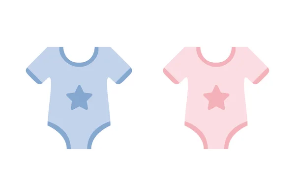 Bonito azul e rosa bodysuit com estrela para menino e menina —  Vetores de Stock