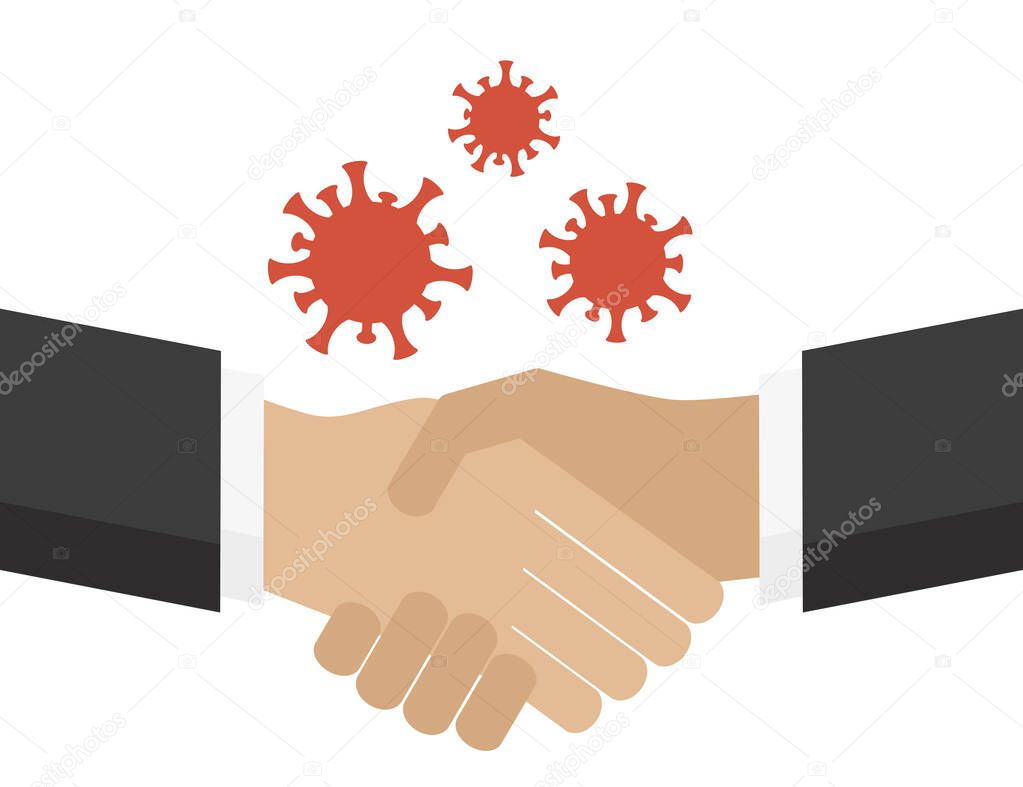 virus transmission by shaking hands info graphic