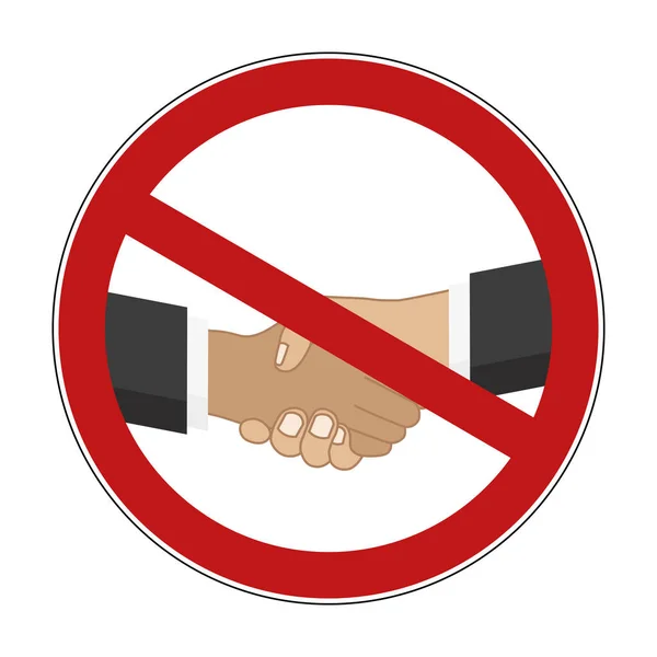 Shaking hands prohibited warning sign — Stock Vector