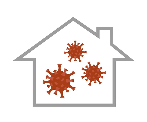 Bir ev karantina bilgi grafiğinde virüs — Stok Vektör