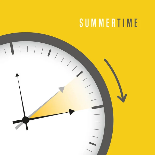 Zomertijd klok zomertijd zon — Stockvector