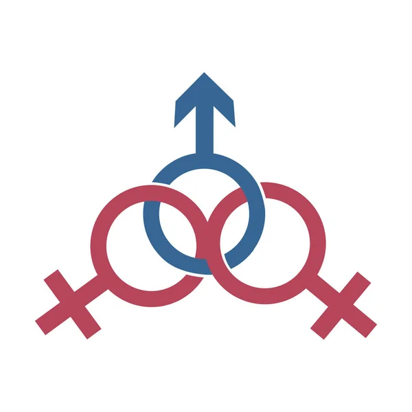 Εξαπατήσει σύντροφος σχέση και την απάτη ένα αρσενικό και δύο θηλυκό σύμβολο — Διανυσματικό Αρχείο