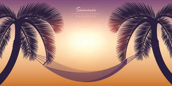 Hamac entre palmiers design vacances d'été — Image vectorielle