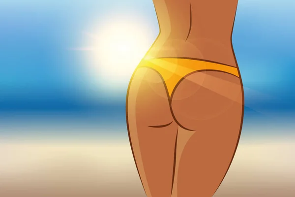 Sexy female butt on a sunny summer day on the beach — Stockový vektor