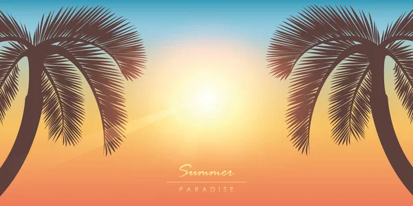 Тропічний літній рай сонячний фон з пальмою — стоковий вектор