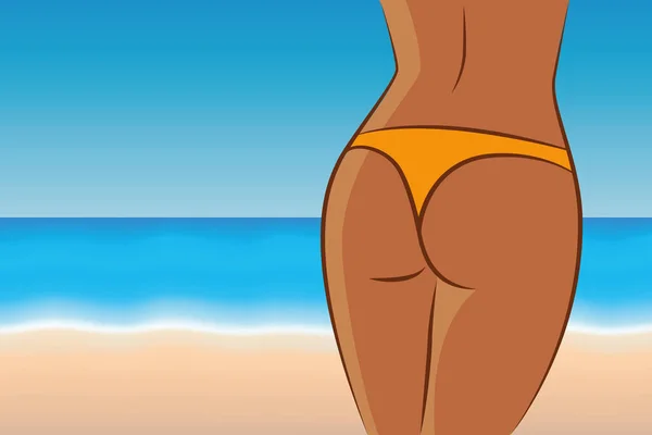 Sexy meisje butty op het strand achtergrond — Stockvector