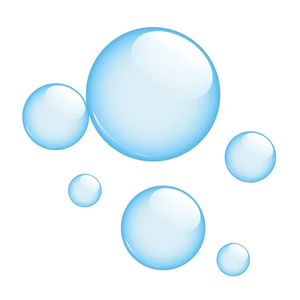 Shiny blue soap bubbles isolated on white background — Stock Vector