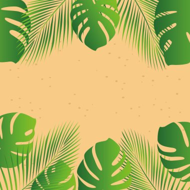 Yaz tatili yaprakları plaj arka planında