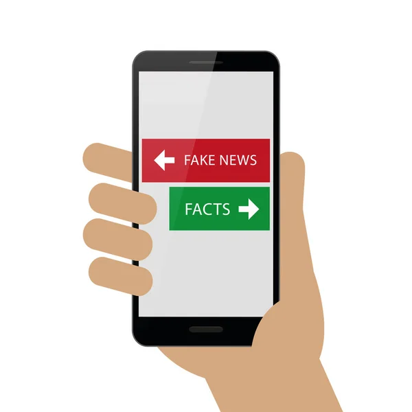 Fake nieuws en feiten in smartphone — Stockvector