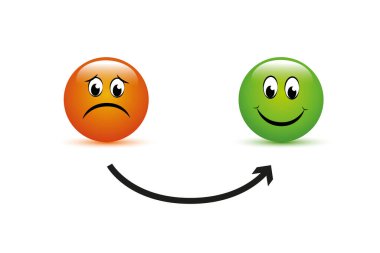 face from sad to happy info graphic with arrow clipart