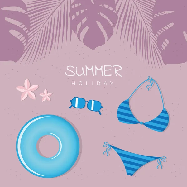 Bleu et violet design de plage d'été — Image vectorielle