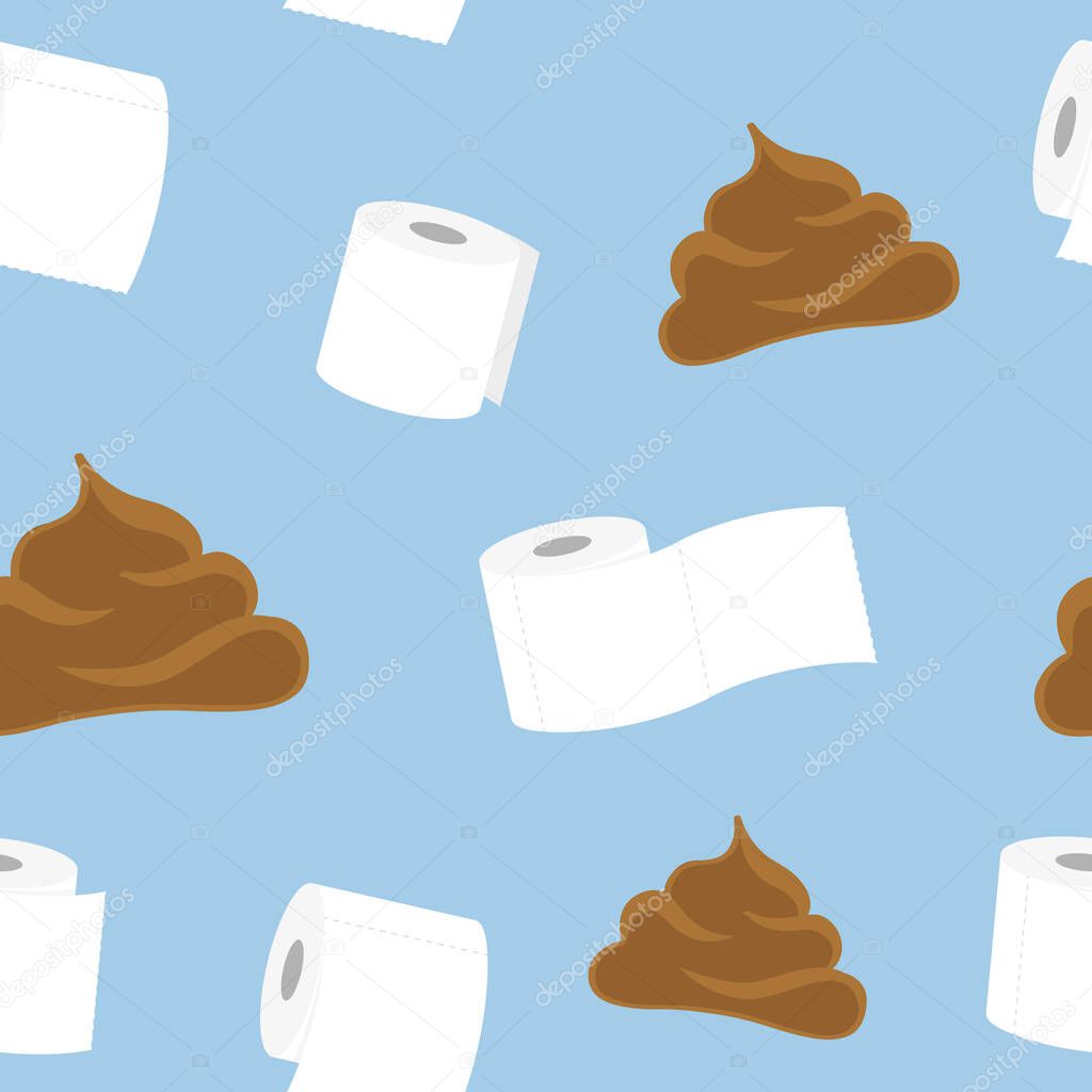 toilet paper and poop seamless pattern