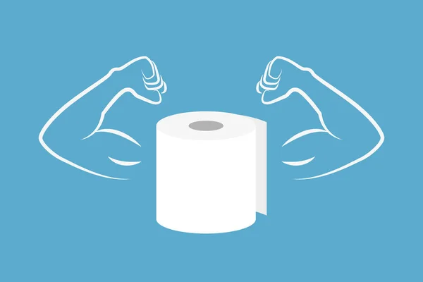 Rouleau de papier hygiénique fort avec bras musclés — Image vectorielle