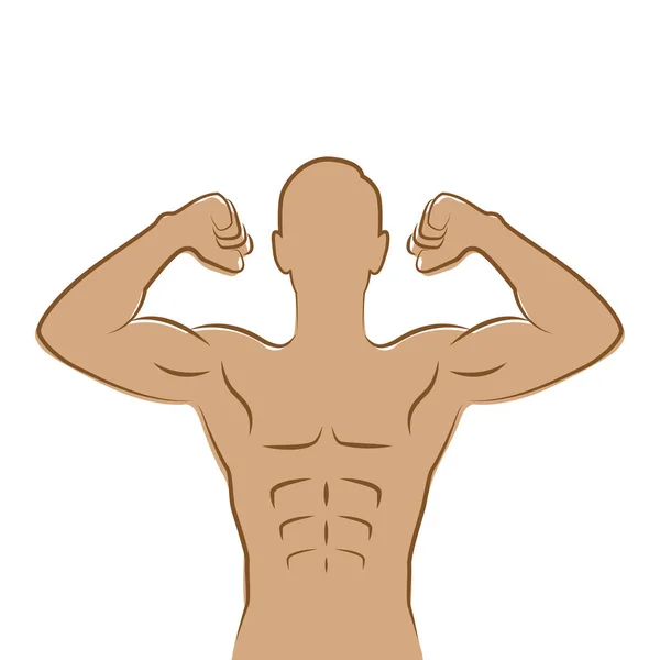 Musculoso fuerte hombre contorno aislado sobre fondo blanco — Vector de stock