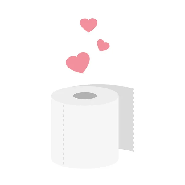 Rulle toalettpapper ikon med hjärtan — Stock vektor