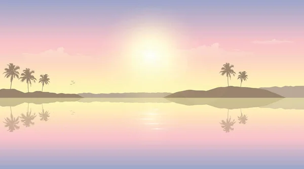 Paradis palmier plage vacances d'été fond — Image vectorielle