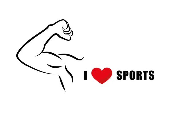 Ich liebe Sport Symbol mit starken muskulösen Mann — Stockvektor