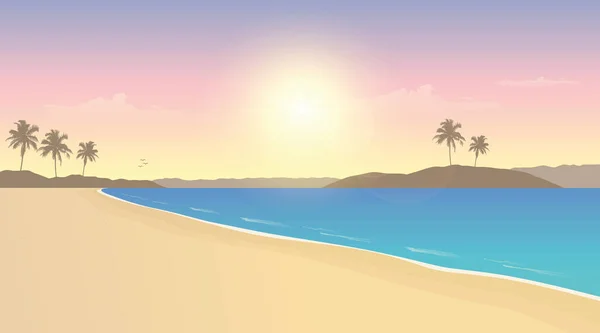 Secret paradis palmier plage vacances d'été fond — Image vectorielle