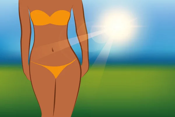 Chica sexy en un día soleado de verano — Vector de stock