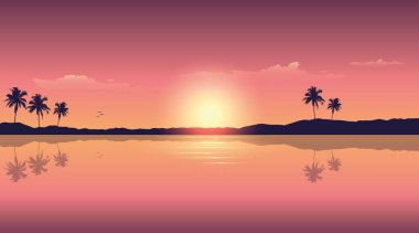 Cennet 'te gün batımı Palm Beach yaz tatili geçmişi