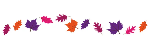 Set di colorate foglie autunnali al vento su sfondo bianco — Vettoriale Stock
