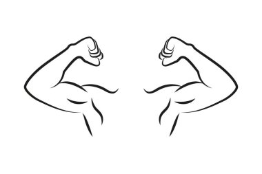 Beyaz arka planda izole edilmiş kaslı güçlü adam ana hatları