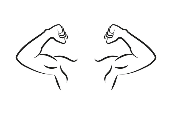 Musclé fort homme contour isolé sur fond blanc — Image vectorielle