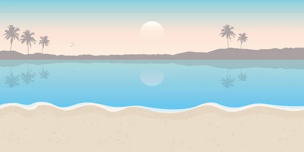 Paradies Palmen Strand Landschaft Sommer Hintergrund — Stockvektor