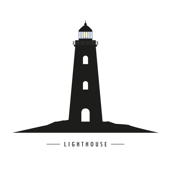 Icône silhouette phare isolé sur blanc — Image vectorielle