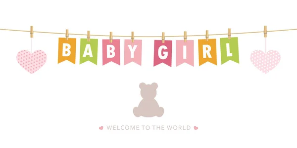 É um cartão de boas-vindas menina para o parto — Vetor de Stock