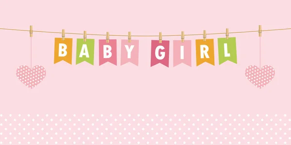 Dess en flicka välkommen gratulationskort för förlossning — Stock vektor
