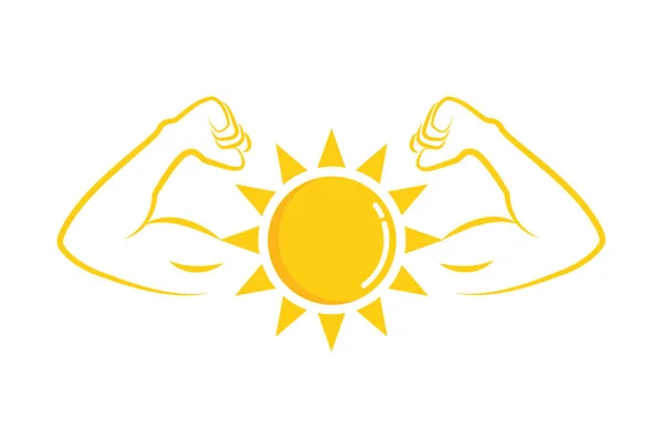 Starke Sonne mit muskulösen Armen — Stockvektor