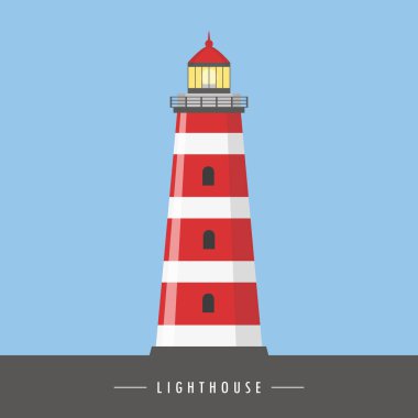 kırmızı ve beyaz deniz feneri izole edildi