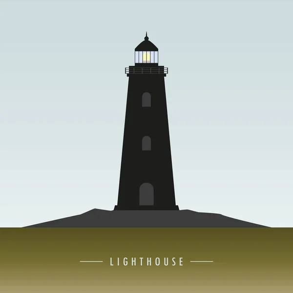 Sylwetka latarni morskiej ikona krajobraz — Wektor stockowy