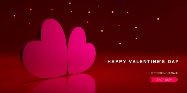 Valentines day sale banner. Sale discount text. — Stock Photo, Image