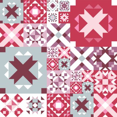 Kusursuz geometrik desen. Halıdaki etnik süs. Aztek tarzı. Kabile etnik vektör dokusu. Kumaş üzerine nakış. Kızılderili, Meksikalı, halk düzeni. Yorgan, yama, jakuzi