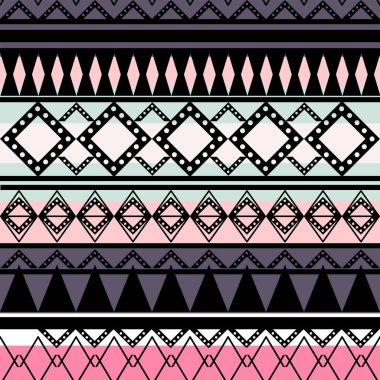 Kusursuz vektör kabile dokusu ayarlandı. Kabilenin kusursuz dokusu. Boho çizgileri. Kabile şekilli elementlerle çizgili eski moda tarzı arka plan.