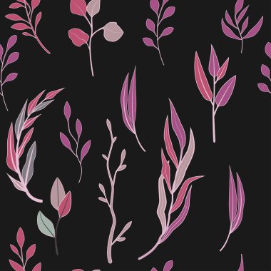 Çiçekli ve bitkili doku. Çiçek süsü. Orijinal çiçek deseni.