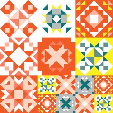 Kusursuz geometrik desen. Halıdaki etnik süs. Aztek tarzı. Kabile etnik vektör dokusu. Kumaş üzerine nakış. Kızılderili, Meksikalı, halk düzeni. Yorgan, yama, jakuzi