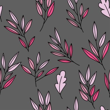 Çiçekli ve bitkili doku. Çiçek süsü. Orijinal çiçek vektör deseni.